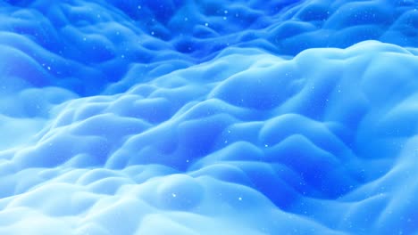 beautiful abstract 3d surface with glitter sparkles, abstract 3d waves run on surface in loop. blue gradient, soft matte material with light inner glow. smoothly 4k animation