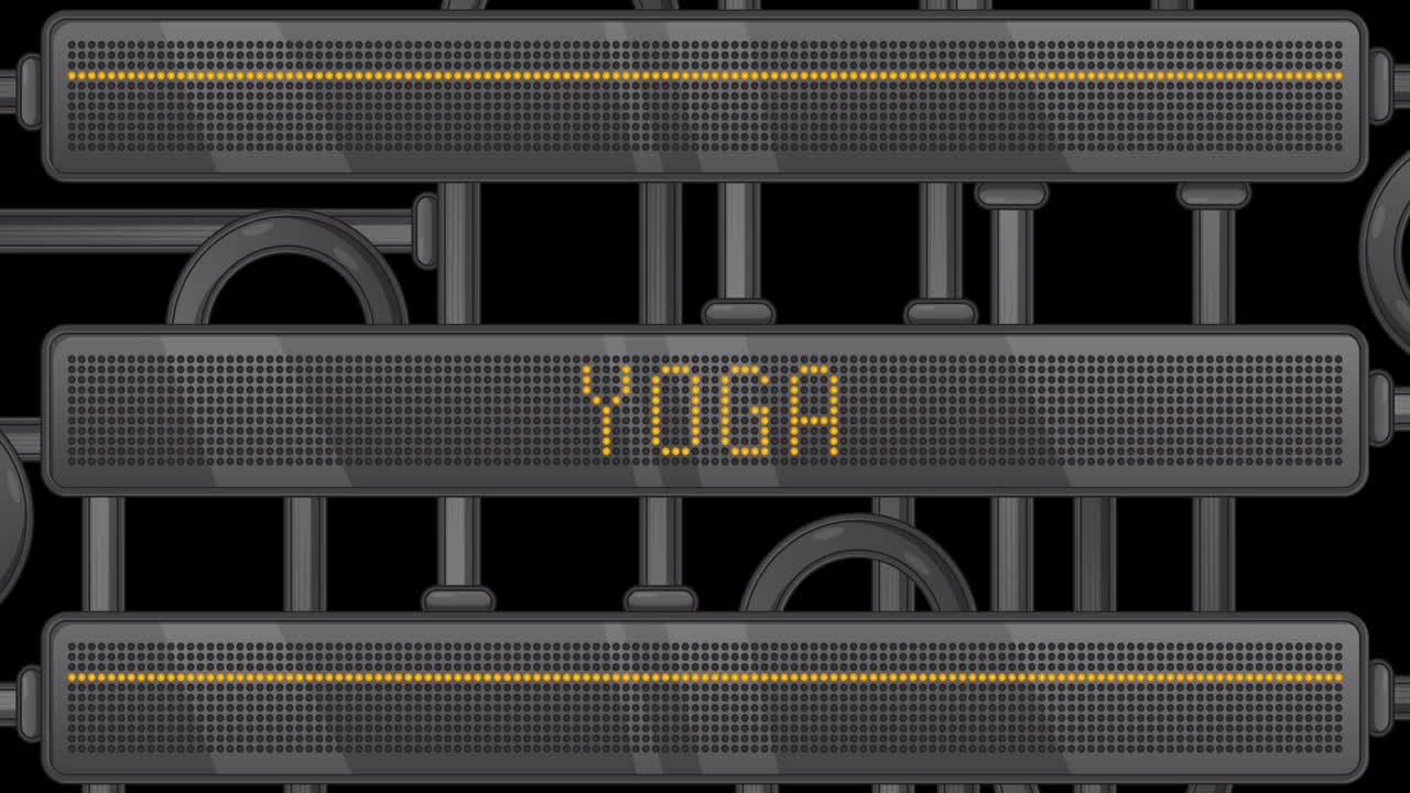 Yoga. Text on a Digital Led Panel.