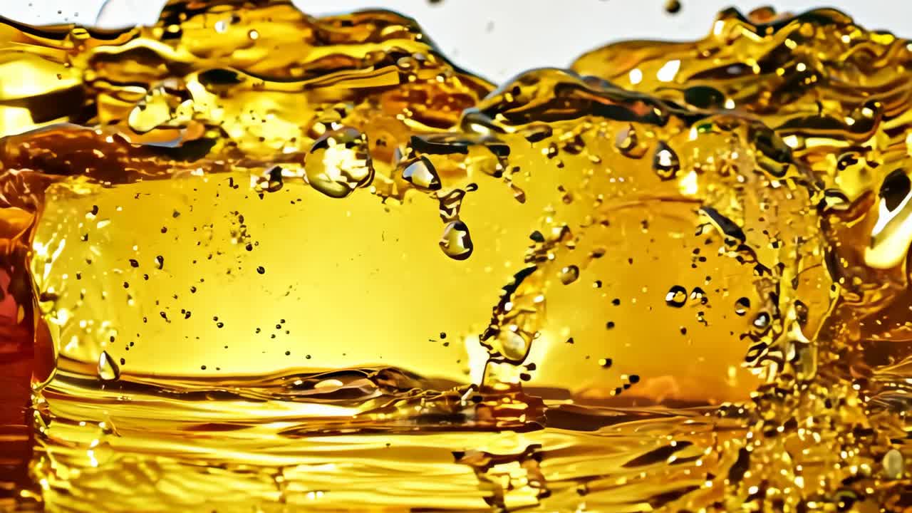 A splash of liquid with a splash of foam. The liquid is brown and the foam is white