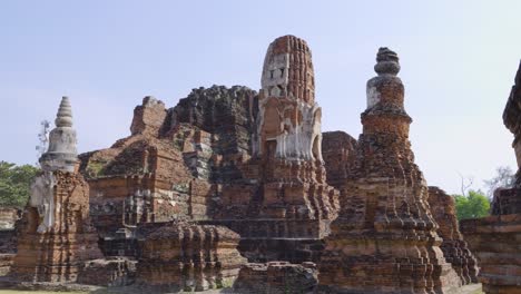 slider over ruins of buddhist stone temples at ayutthaya, thailand