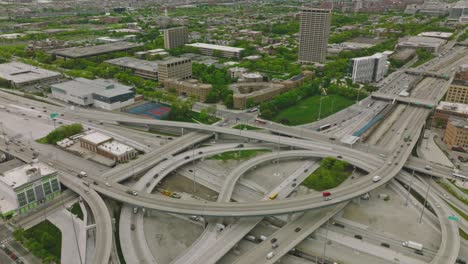 drone flight above busy highway