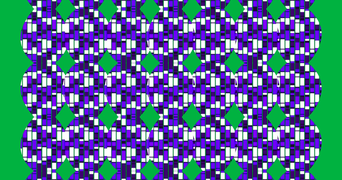 Animation of circles made of violet rectangles changing colours