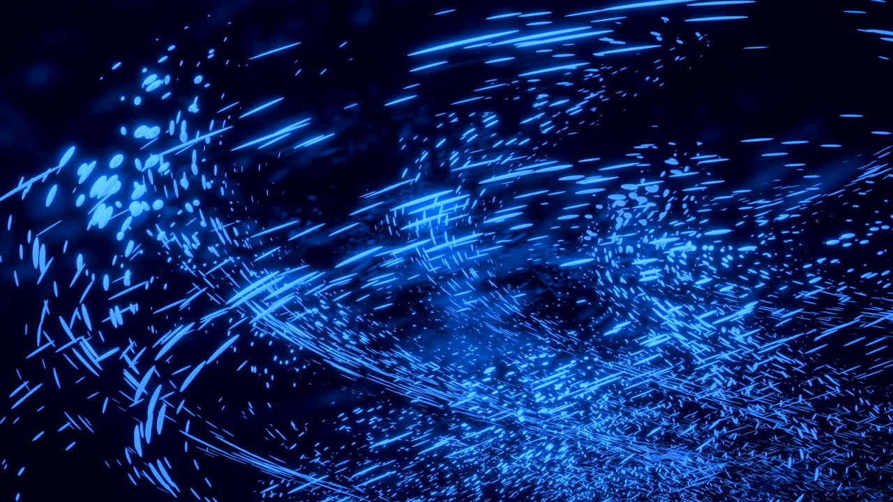 추상적인 파란 빛나는 선과 입자