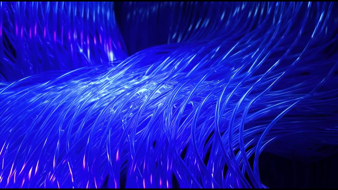 Abstract Background of Glowing Blue Fiber Optic Cables