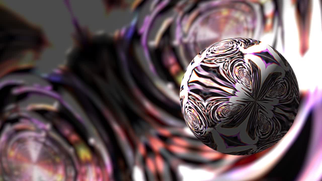 Abstract Virtual Reality Motion Science Technology Concept Background, Glow Multicolored  Hypnotic Sphere in Science Fiction Magic Cave Virtual Cyber Space. 4K 3D loop Hi-Tech Sci-Fi futuristic ball.