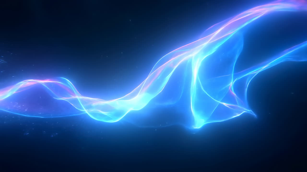 Abstract Glowing Blue and Purple Energy Wave Flowing on Dark Background