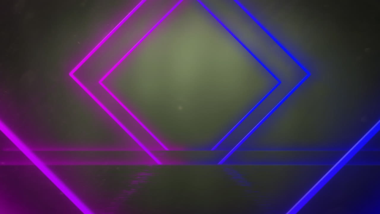 Animation of neon shapes on green background