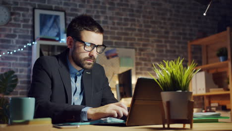 businessman working late at night in the office