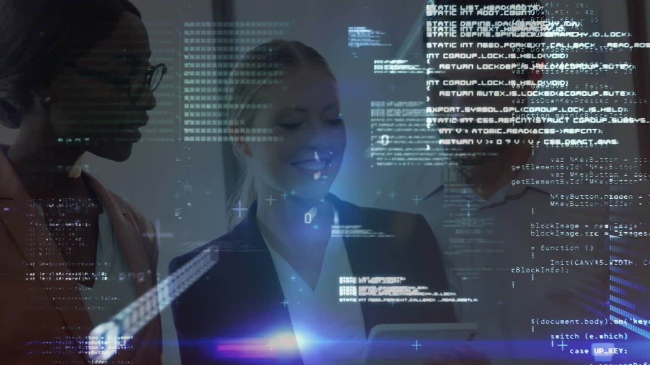 Data processing against office colleagues discussing over smartphone