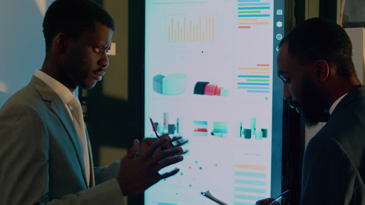 Business Meeting with Interactive Data Display