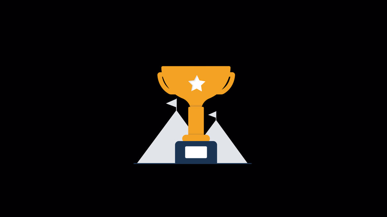 Animated Golden Trophy Appears on Mountain Peak