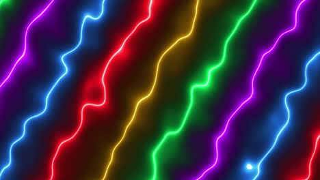multicolored lines glowing with neon light move horizontally