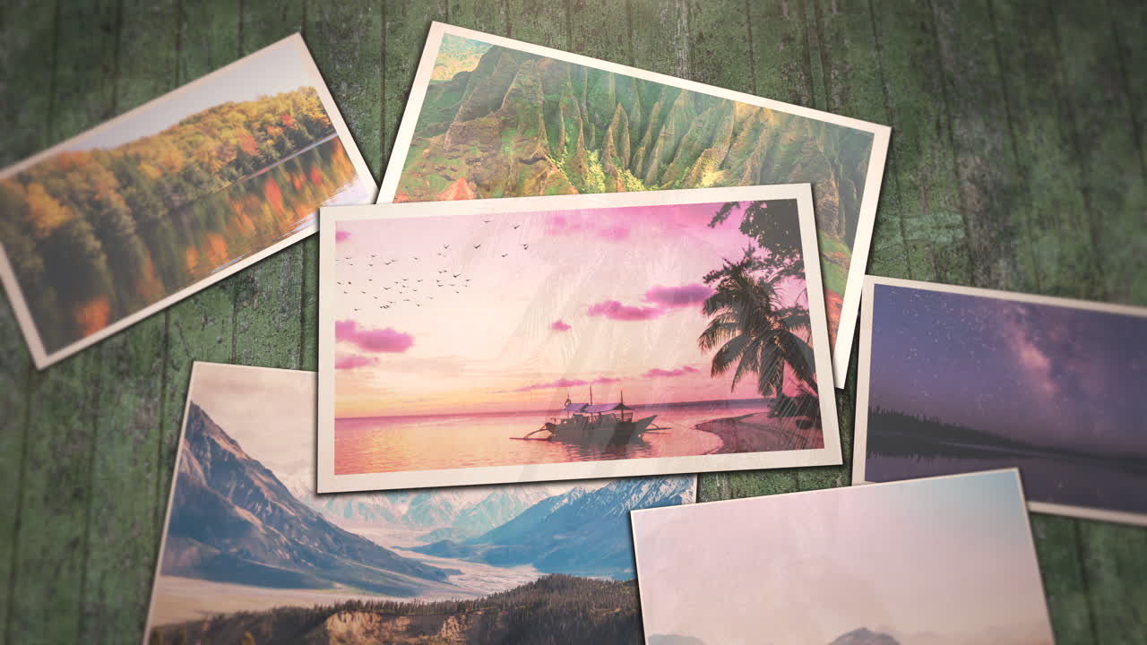 fotos de colagem com paisagem de verão em diferentes países e horários