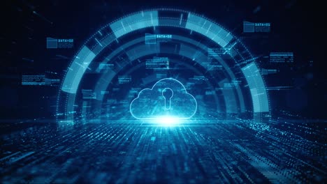 cloud computing of cyber security of digital data network protection. high speed connection data analysis. technology data network conveying connectivity background concept.