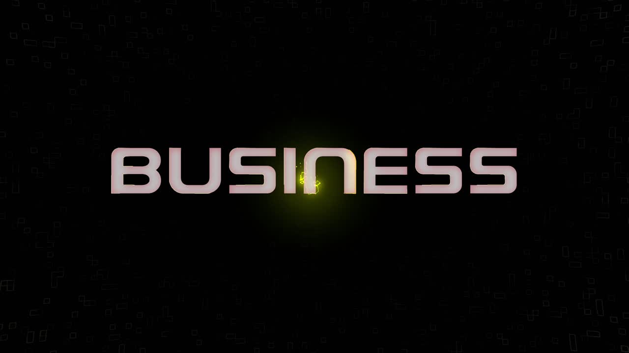 Gráfico animado BUSINESS parpadeante electrificado en blanco, amarillo y negro