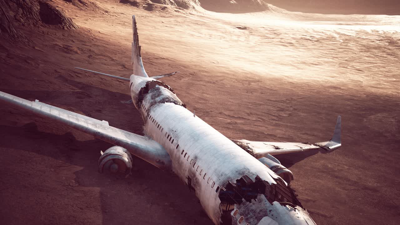 avión aplastado abandonado en el desierto