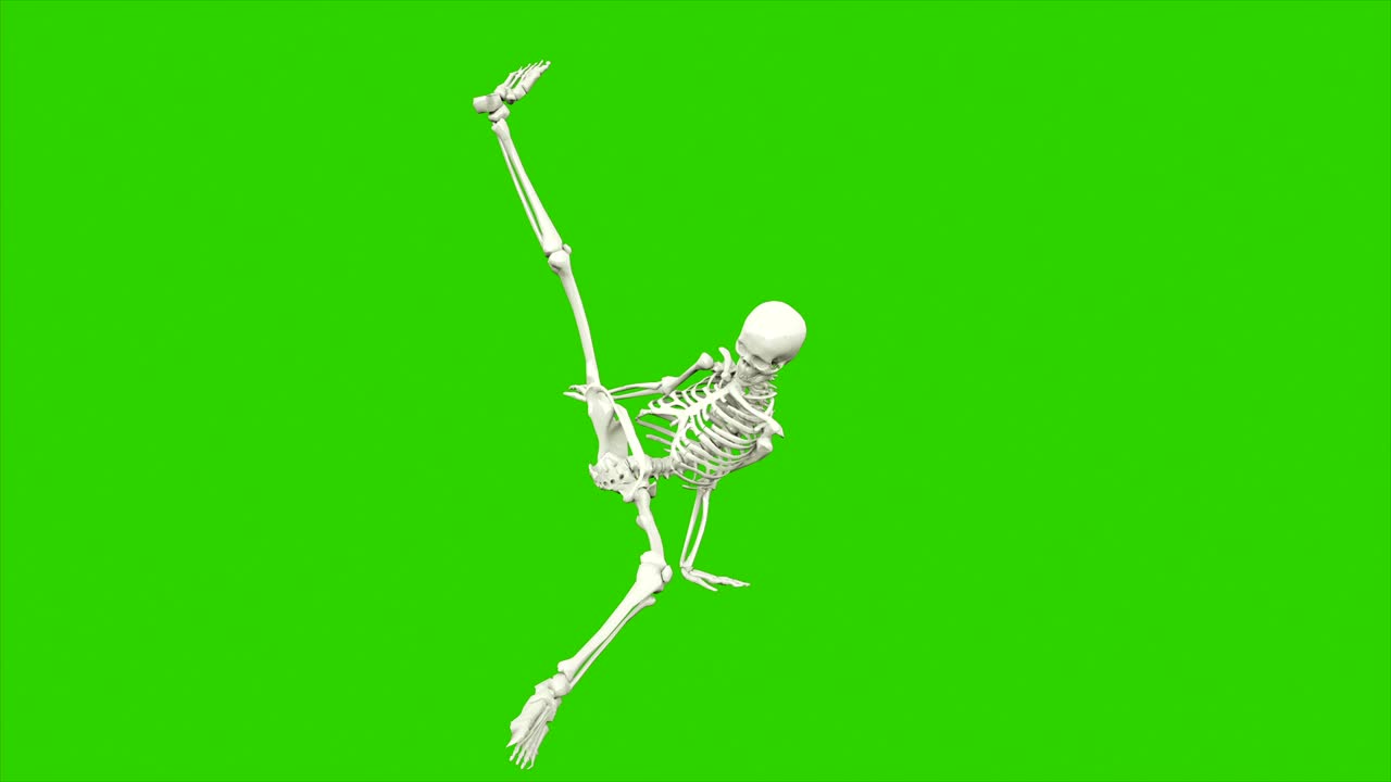 danza dello scheletro. animazione a loop senza soluzione di continuità sullo schermo verde.