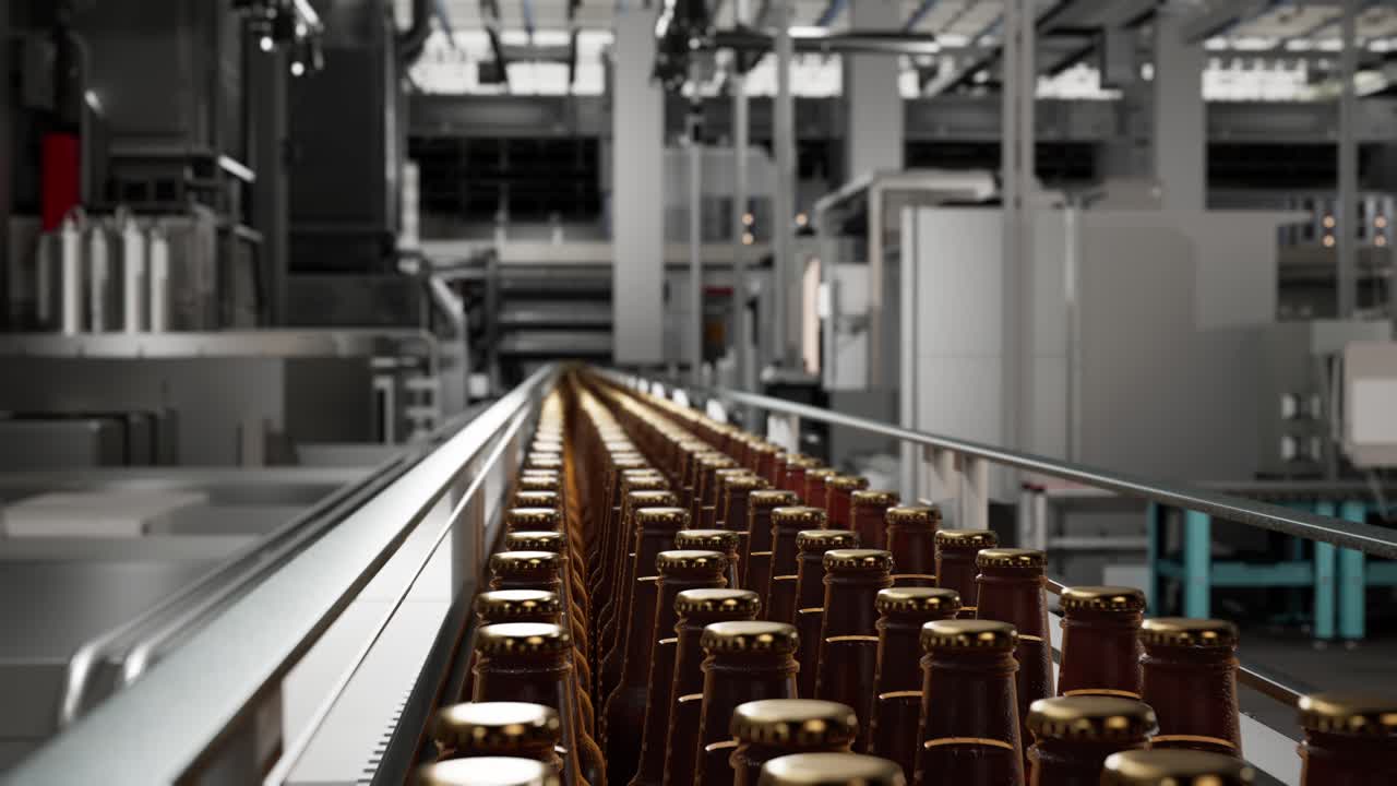 Automated Beer Bottling Line in a Modern Brewery