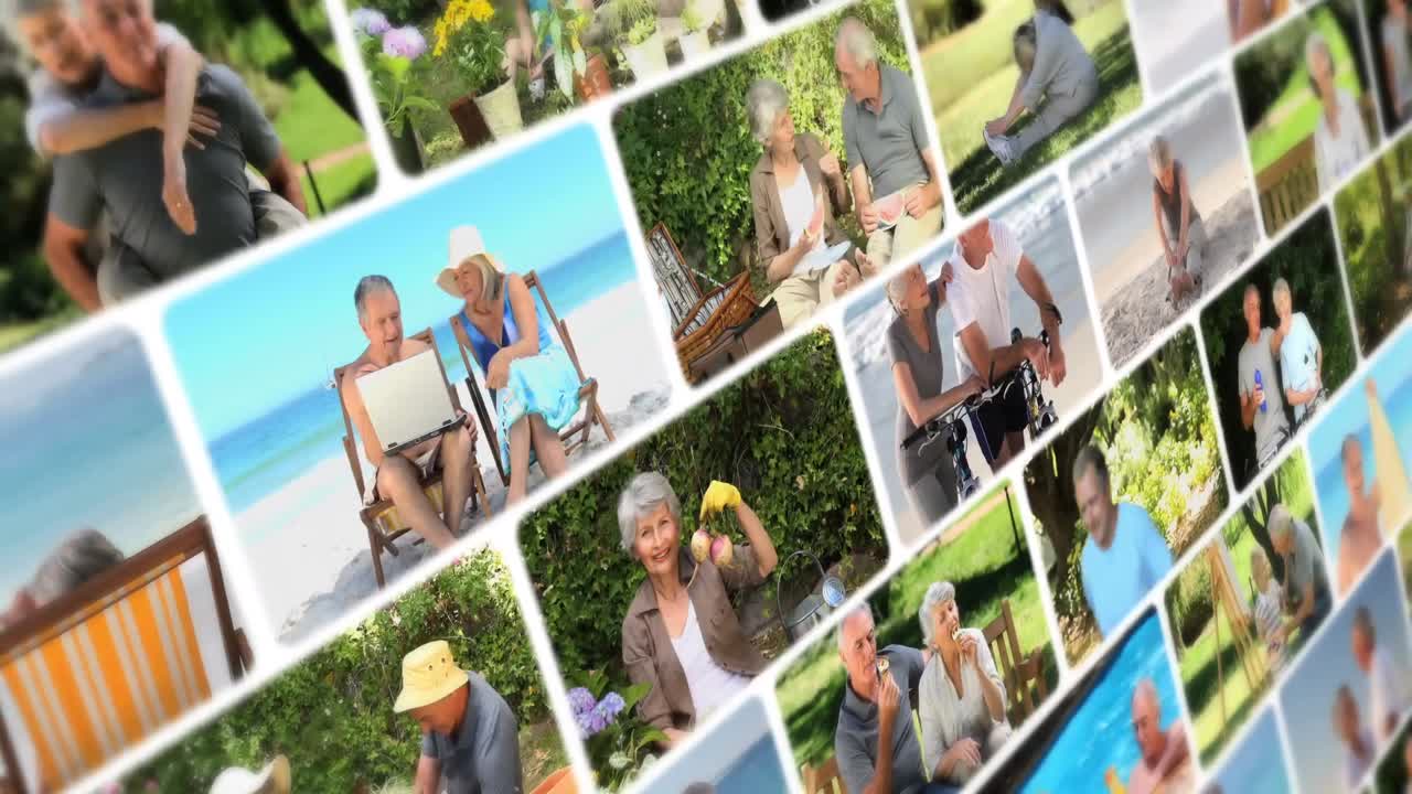 Montage of elderly couples in different situations