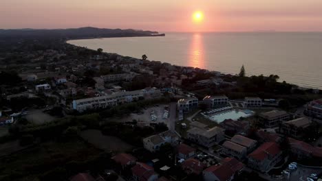 drone view of acharavi village in north corfu greece in summer