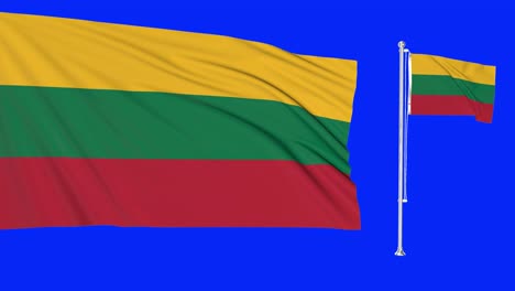 pantalla verde lituania dos banderas agitando el mástil de la bandera lituana animación 3d clave de croma