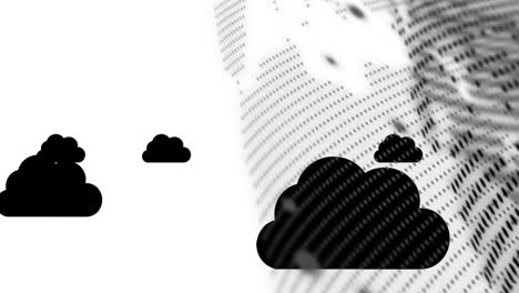 animación del globo sobre nubes sobre un fondo blanco