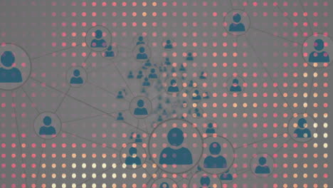 animación del globo con filas de puntos e iconos con red de conexiones