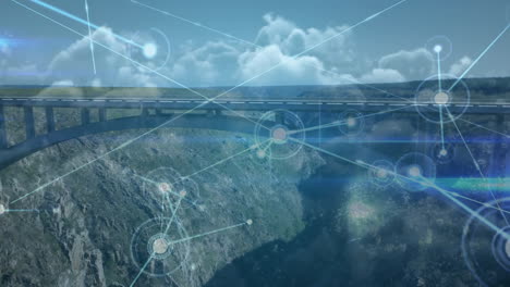 animation of network of connections over clouds