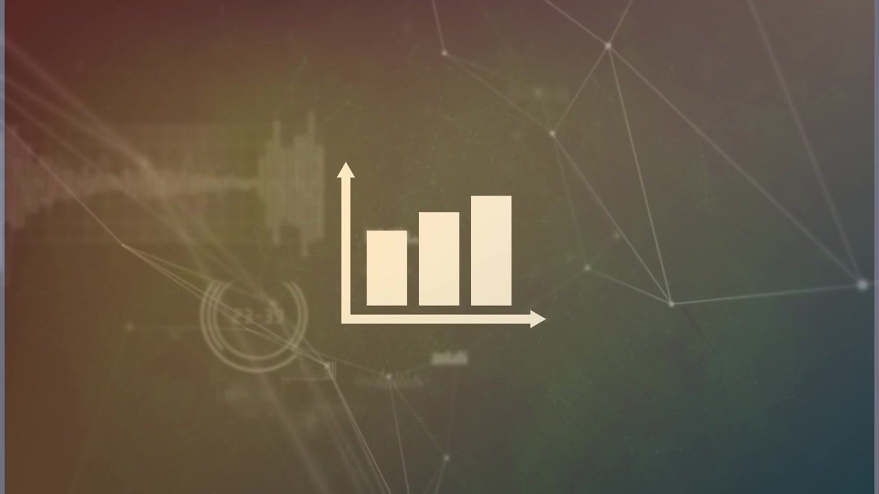 Animated Bar Chart Graph Appearing on Digital Network Background