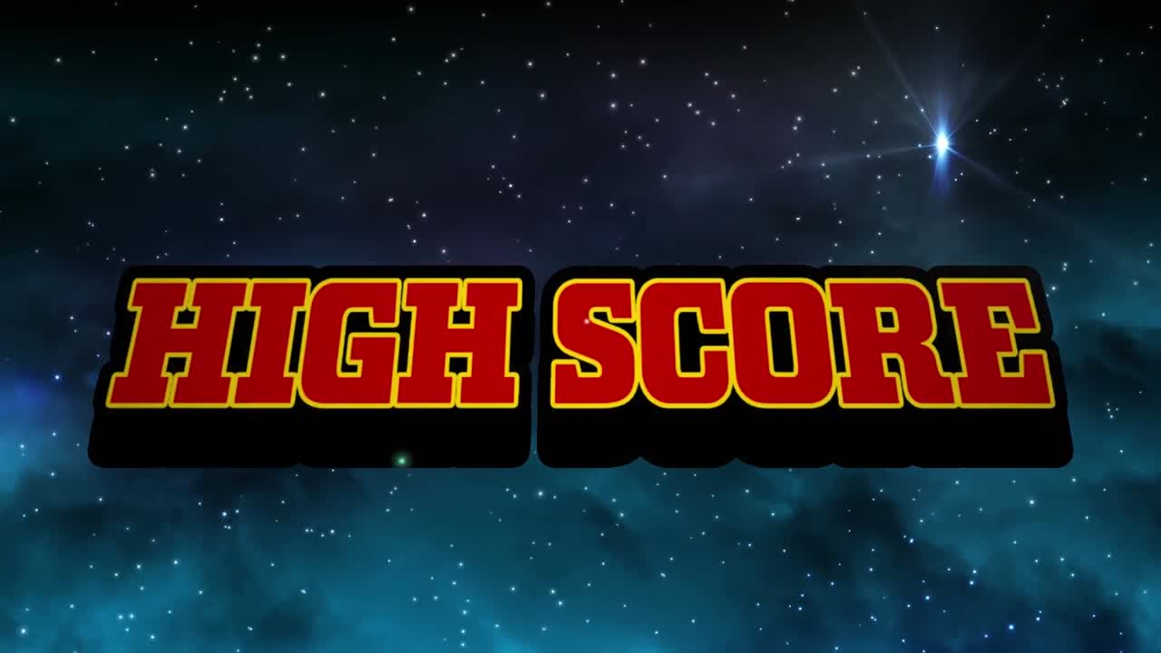 Animation of high score text and spots on black background