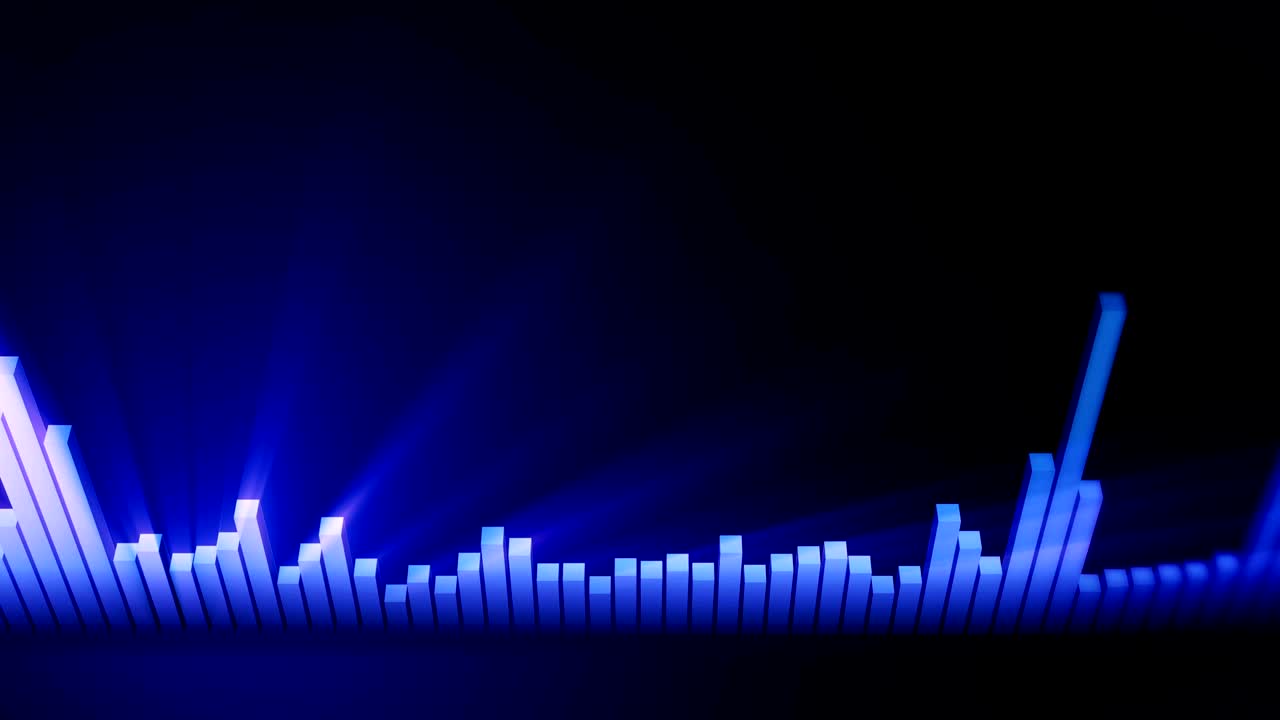 블루 웨이브 애니메이션: 이라이저의 사운드 웨이브, 스 뮤직 플레이어, 미래의 디지털 사운드 와이브 컨셉, 루프 배경