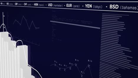 Animación-Del-Procesamiento-De-Datos-Estadísticos-Y-Bursátiles-Sobre-Fondo-Azul