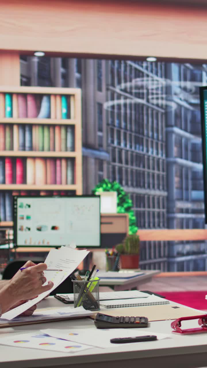 Video verticale: Consulente che evidenzia e indica termini importanti di un contratto
