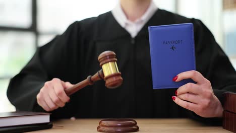 Judge with Gavel Holding Passport