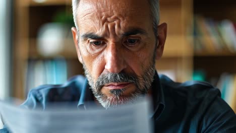 concerned mature man reviewing documents