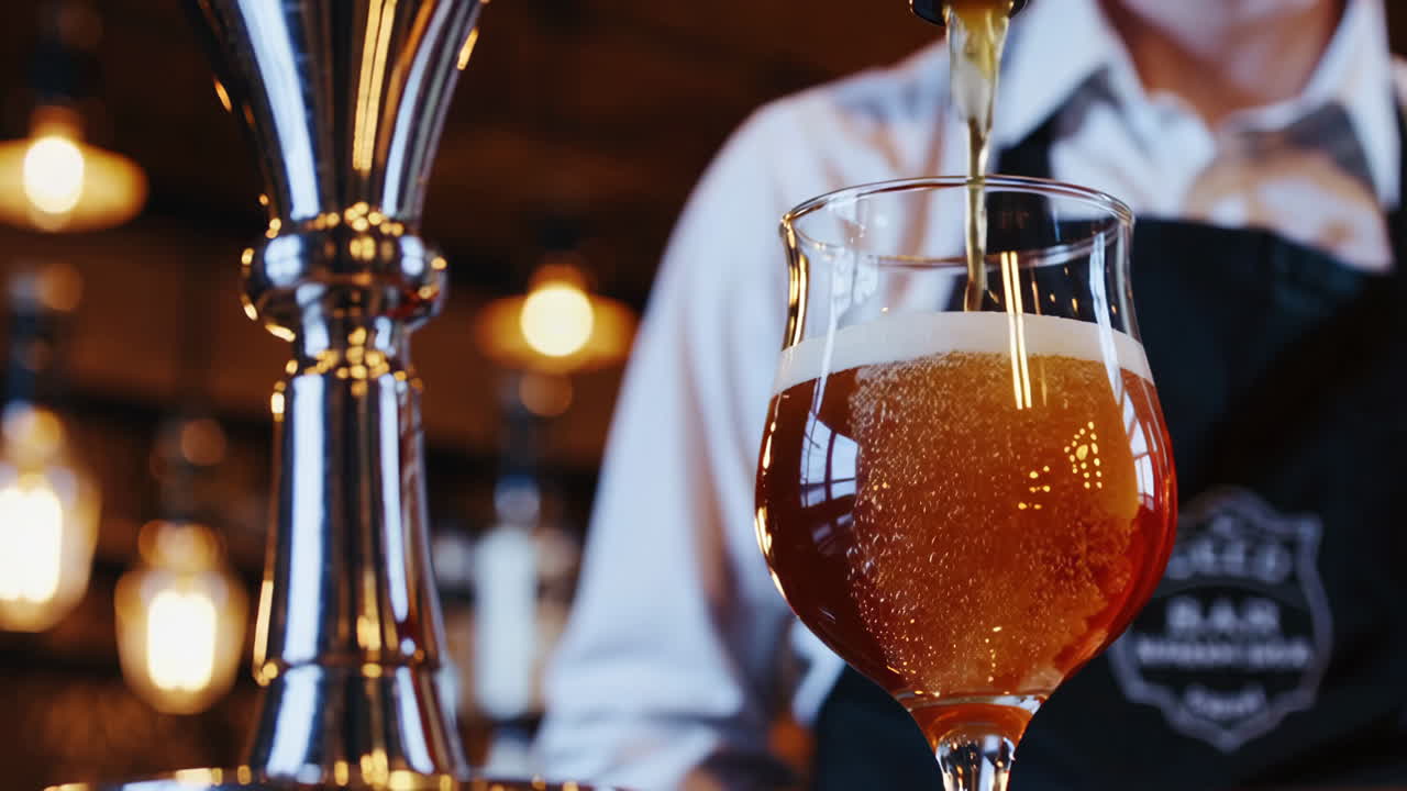 Bartender pouring beer into a glass