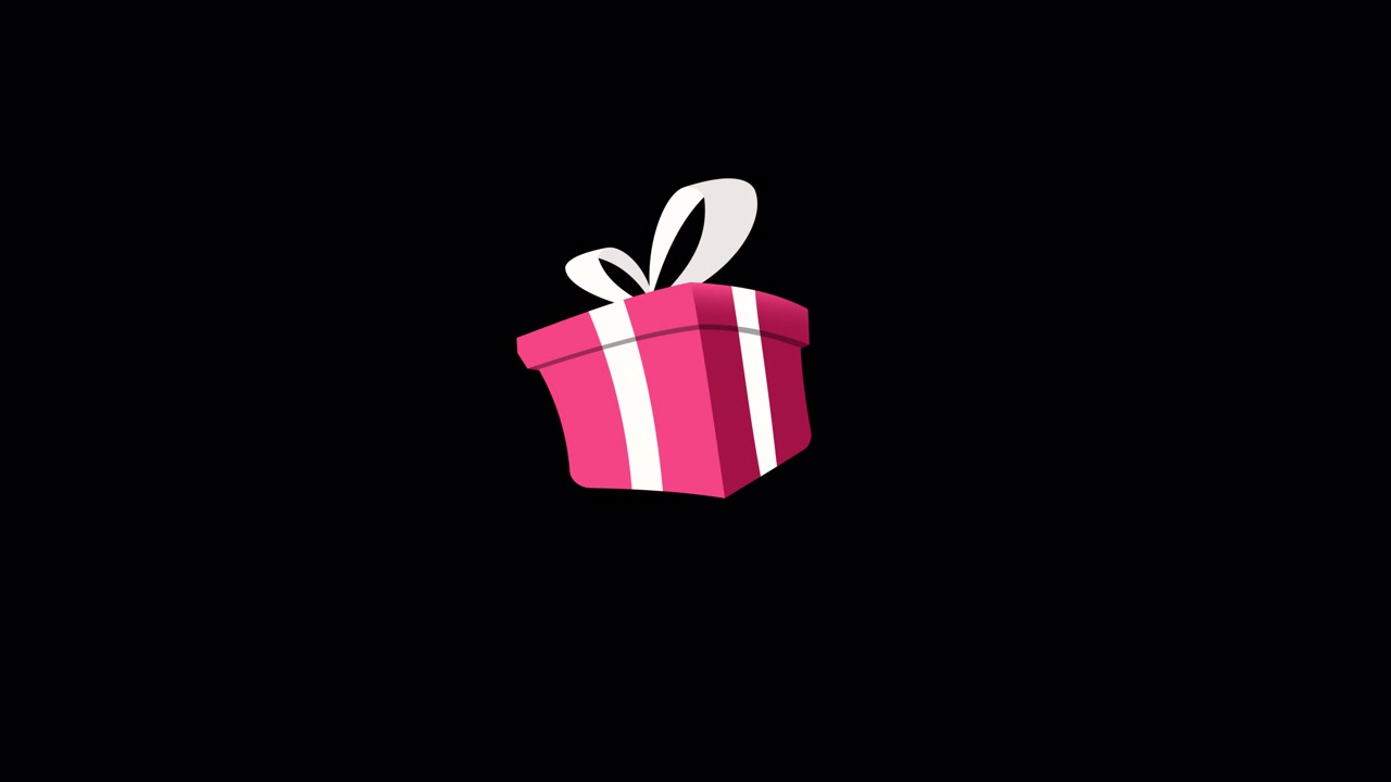 A pink gift box with a white ribbon