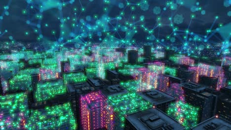 future smart city cyber space buildings landscape animation