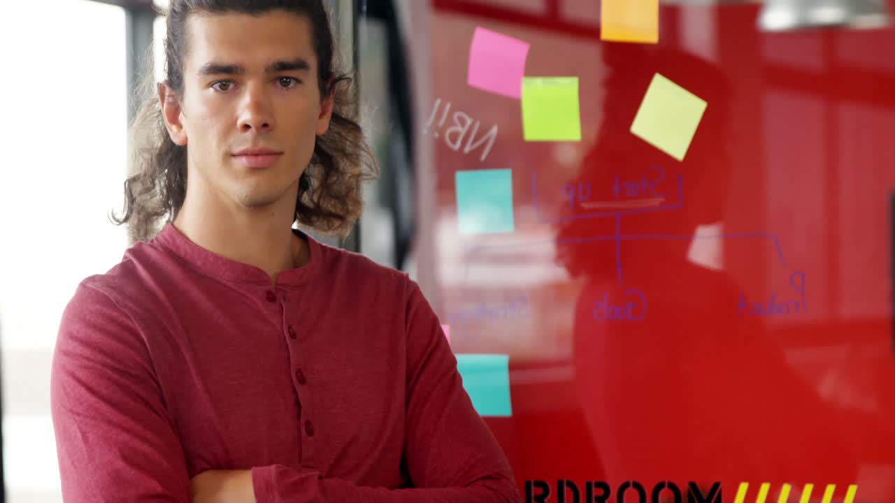 retrato de un ejecutivo de negocios de pie con los brazos cruzados