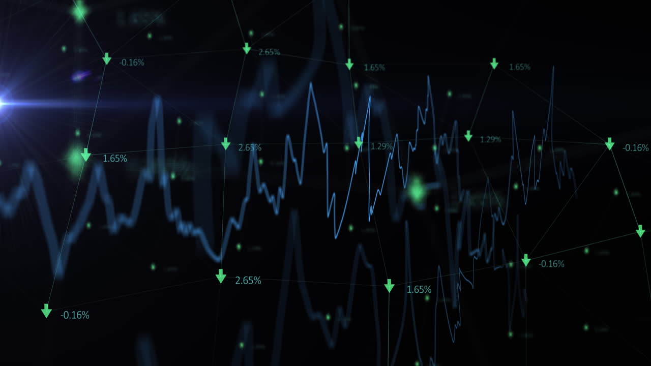 animación del procesamiento de datos financieros sobre un fondo negro