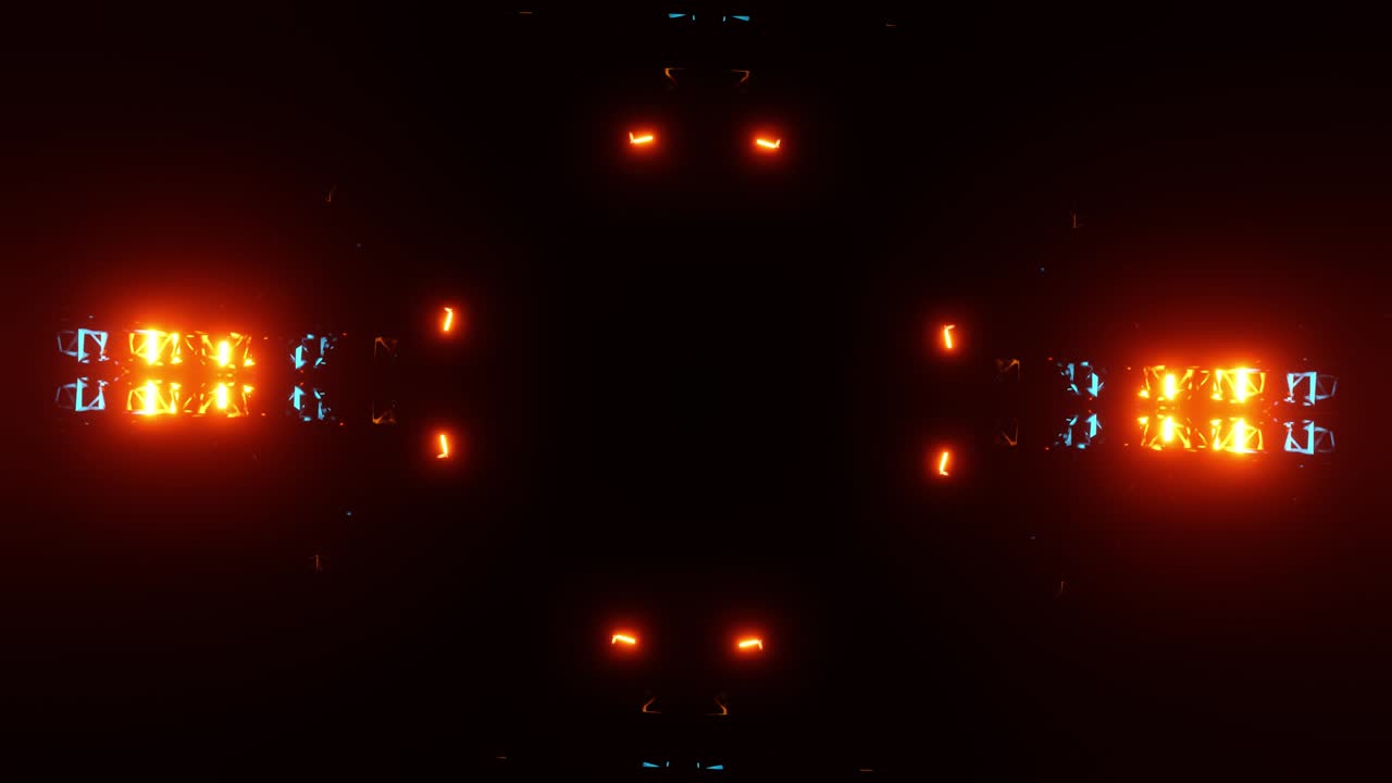 Flickering bright flashes of neon lights that rotate in a circle.