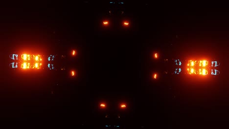 flickering bright flashes of neon lights that rotate in a circle.