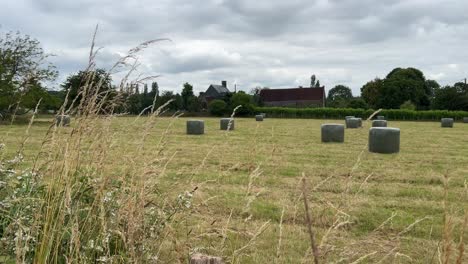 Fardos-Redondos-De-Heno-En-Un-Campo-De-Agricultores-Franceses