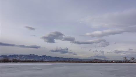 time lapse of lenticular clouds over a frozen lake