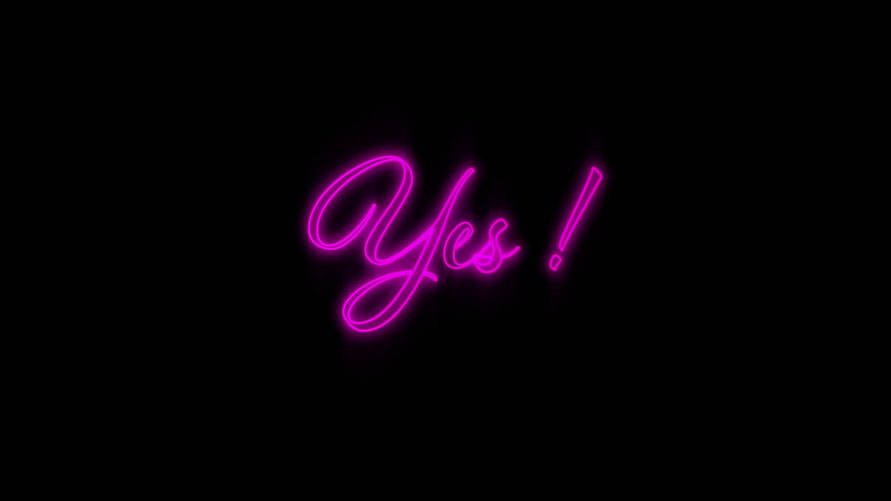 la palabra sí parpadeando en una cartelera de neón en púrpura 4k
