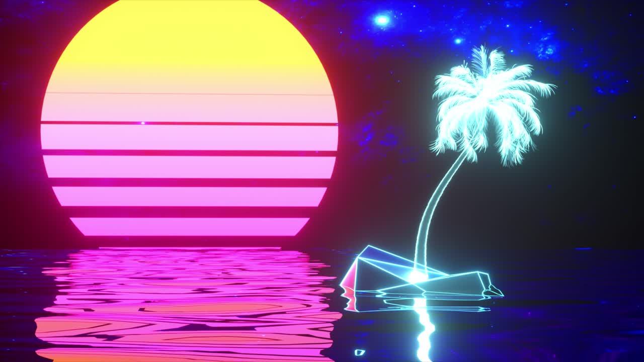 el paraíso de la isla del atardecer retro