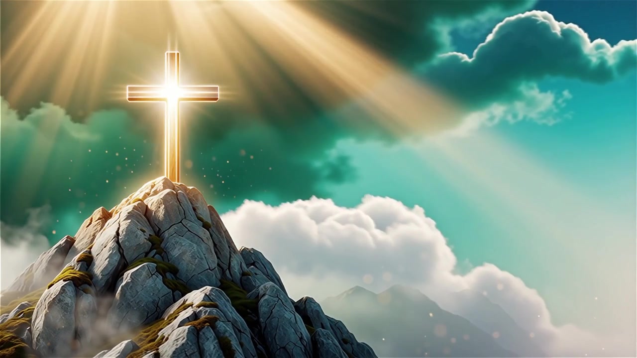 Christian Cross Heavenly Light Worship Background