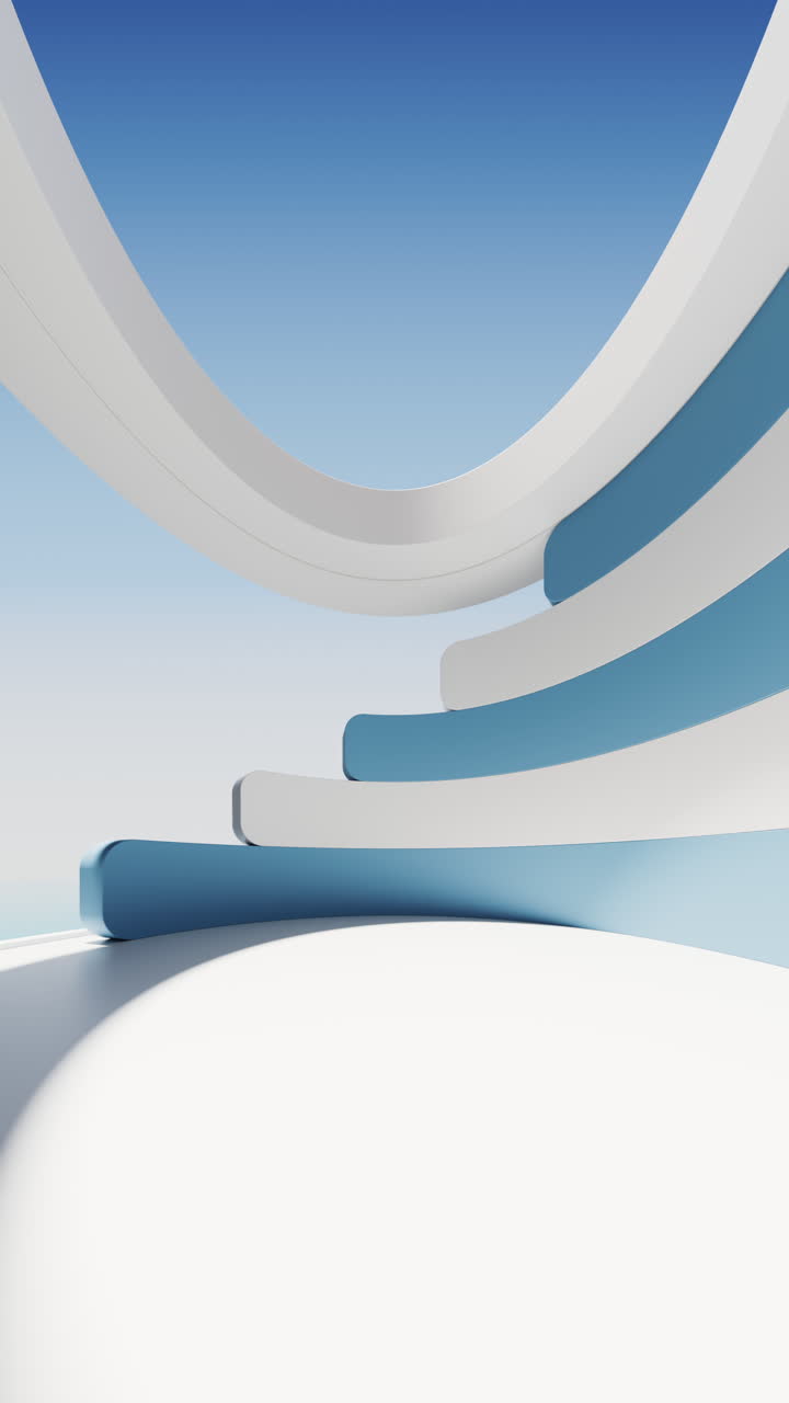 habitación redonda con geometrías creativas, renderización en 3d.