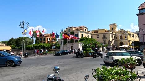 vehicles and pedestrians at busy sorrento intersection