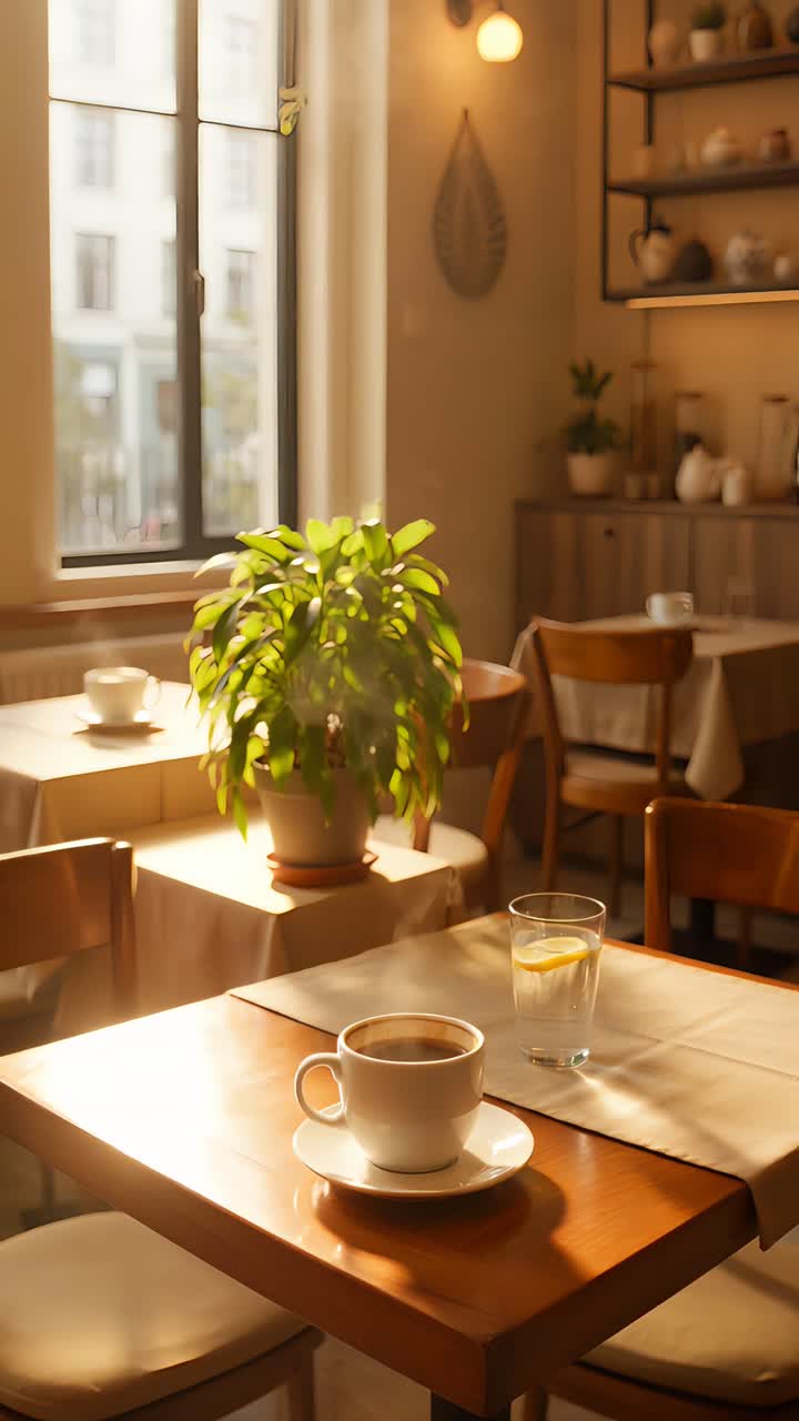 Interno di caffè estetico con atmosfera accogliente 4K